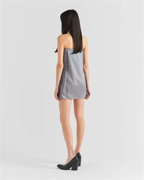 prada strapless mini dress|Iron Gray Strapless Satin And Pongé Mini.